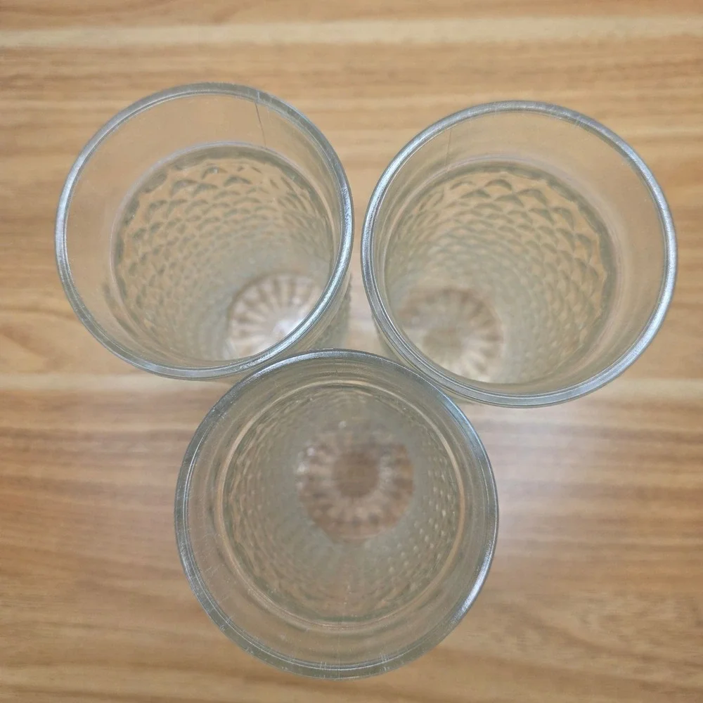 Anchor Hocking Quilted Diamond Tumblers Set of 3 Clear Good Vintage 5.75in